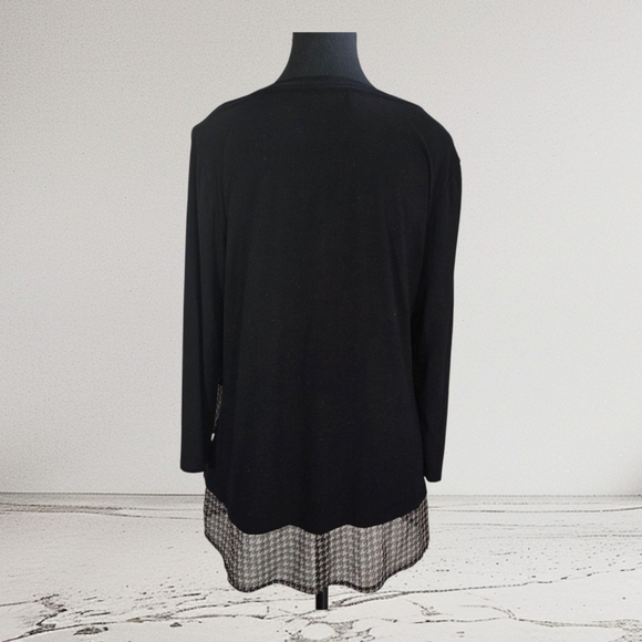 Tango Lango Chic Black Long Sleeve Women's Top with Embellishments Size L - Picture 3 of 6